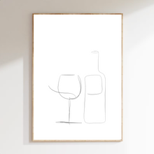 Afbeelding in Gallery-weergave laden, Printable poster eenlijntekening wijn (digitaal)
